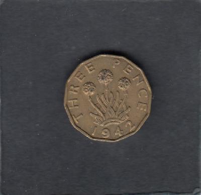 Beschrijving: 3 Pence  GEORGIUS VI